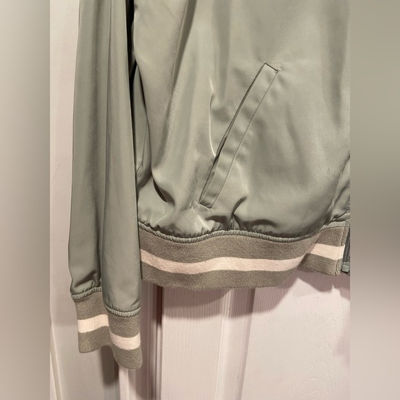 Gap Mint Green Cream Striped Varsity Bomber Jack Full Zip Pockets Size XXL - Picture 4 of 10